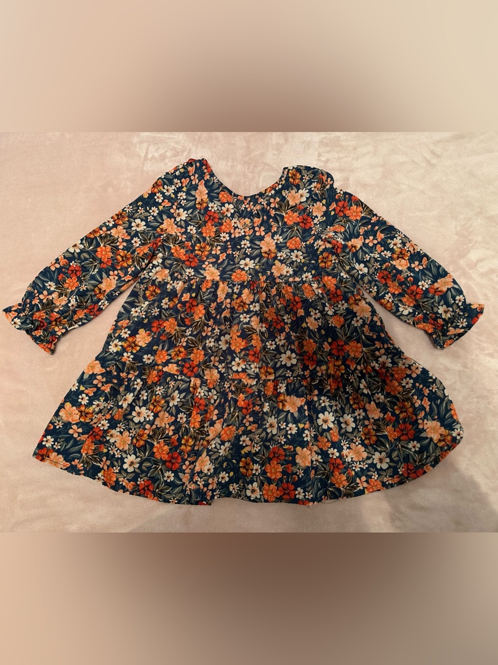SHEIN Floral Long-Sleeve Tiered Dress